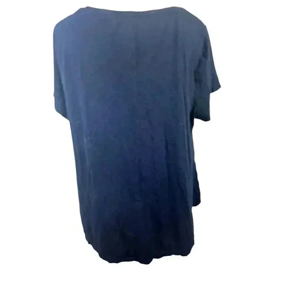 Crown & Ivy Navy Blue Peacock Top With Sequins Size XL - Picture 3 of 7